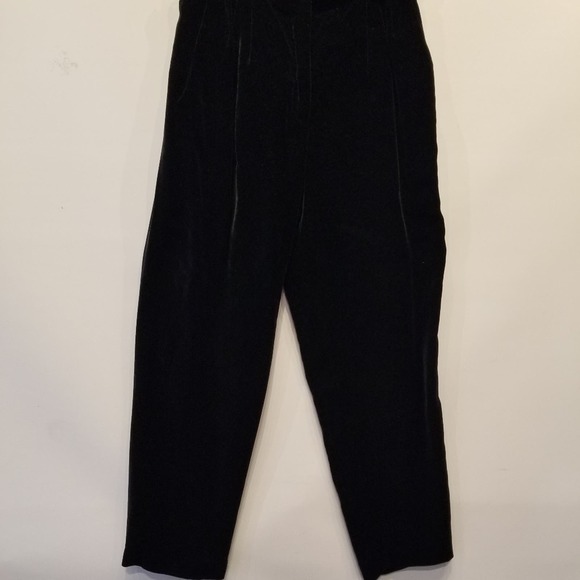 Vintage 90's Black Velvet Dress Pants High Waist Belt Loops Lined Size 6 - Picture 9 of 15